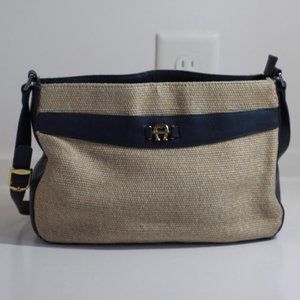 Vintage Designer Tan and Navy Etienne Aigner Purse